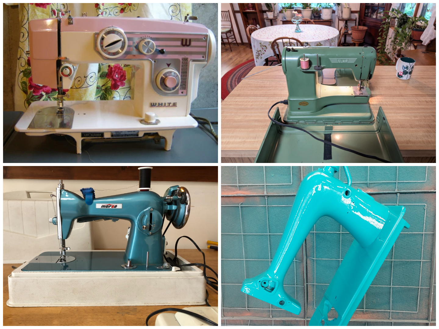 Collage of multicolored sewing machines