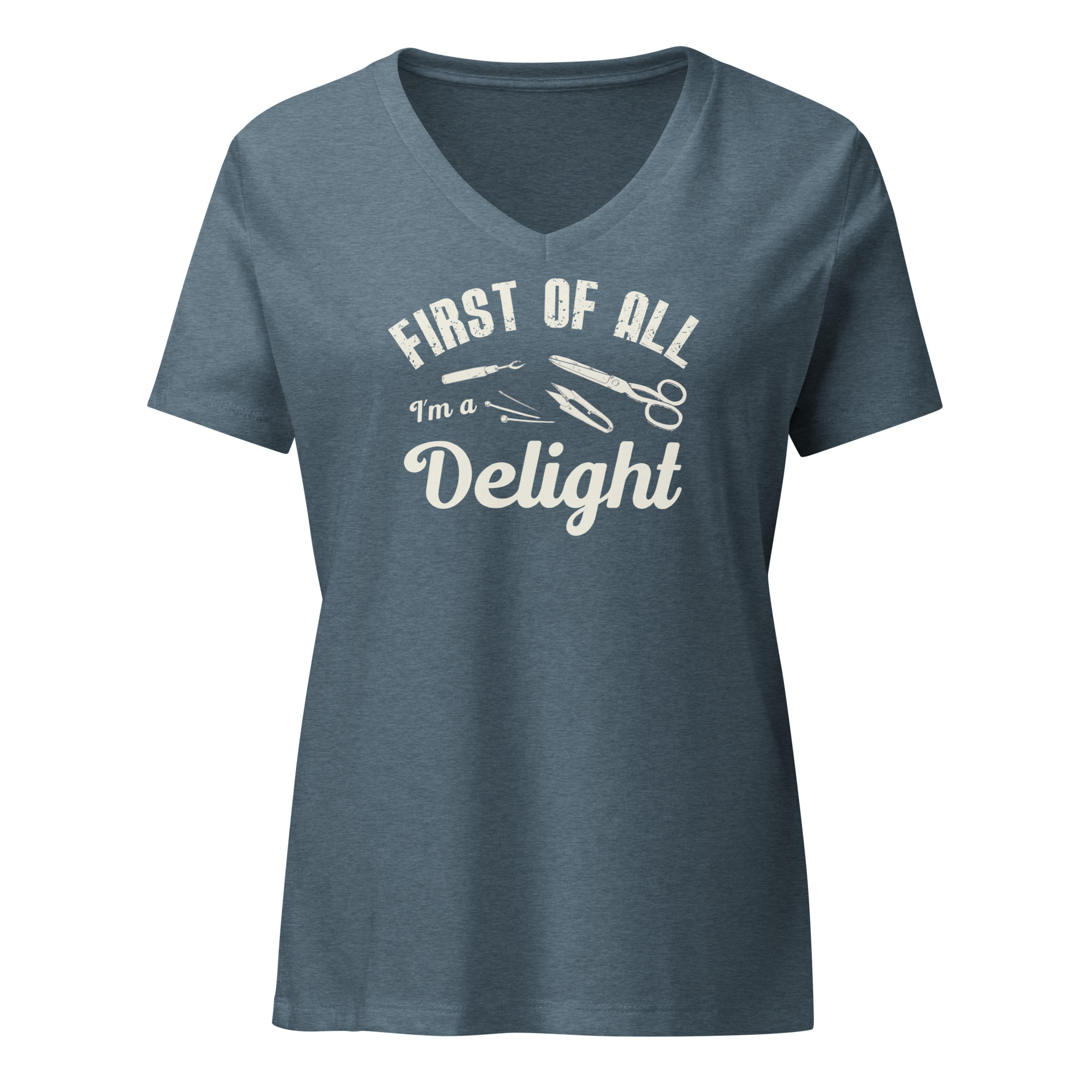 "First of All, I'm a Delight" Women’s relaxed v-neck t-shirt - Image 3