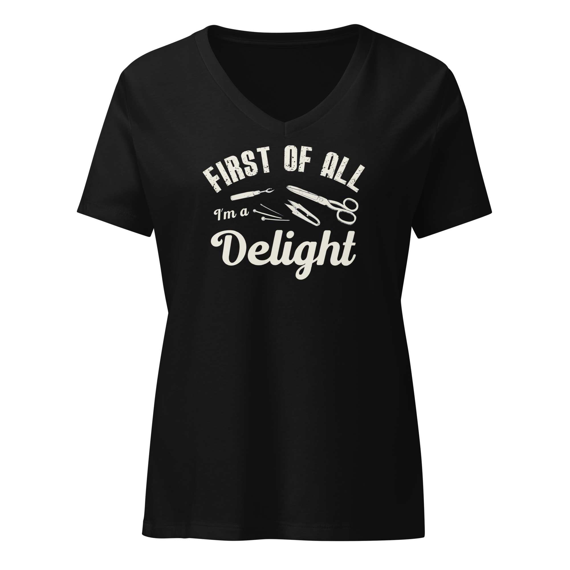 "First of All, I'm a Delight" Women’s relaxed v-neck t-shirt - Image 2