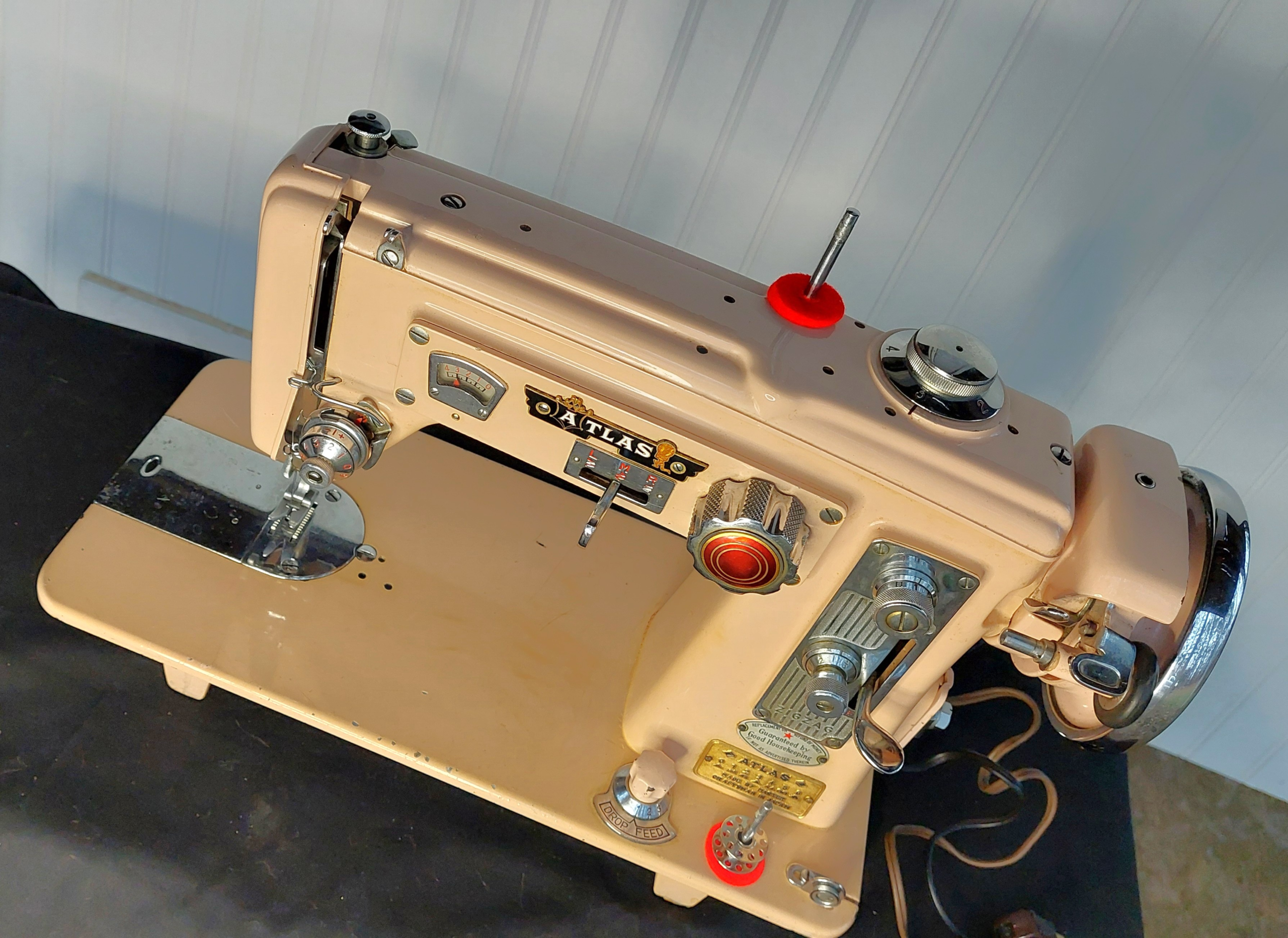 For Sale: 1950's Atlas Select-O-Matic Pink Sewing Machine